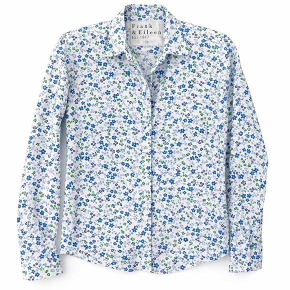 Frank & Eileen Tops - Frank & Eileen Womens‎ XS Barry Shirt Blue Green Floral Ditsy Cotton Button Up